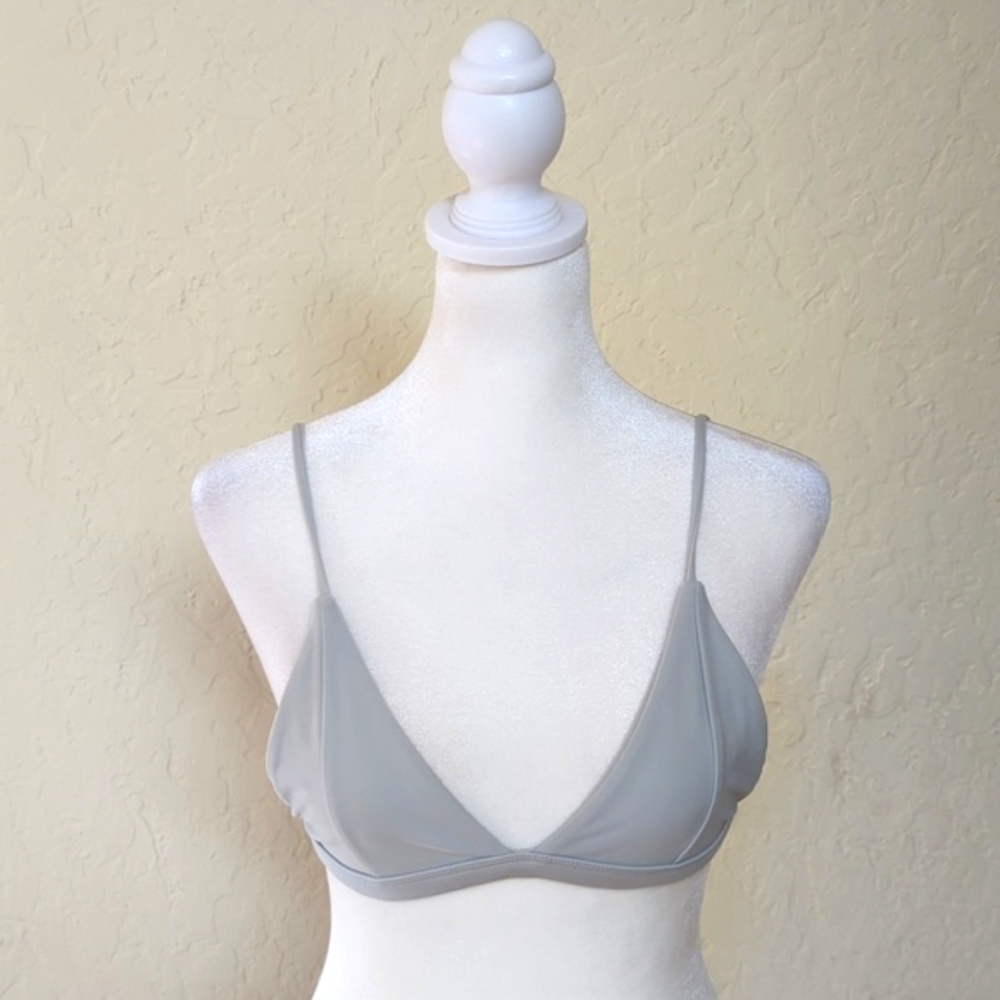 NEW Cami and Jax Light Gray Self-Tie Bikini Top Size XS